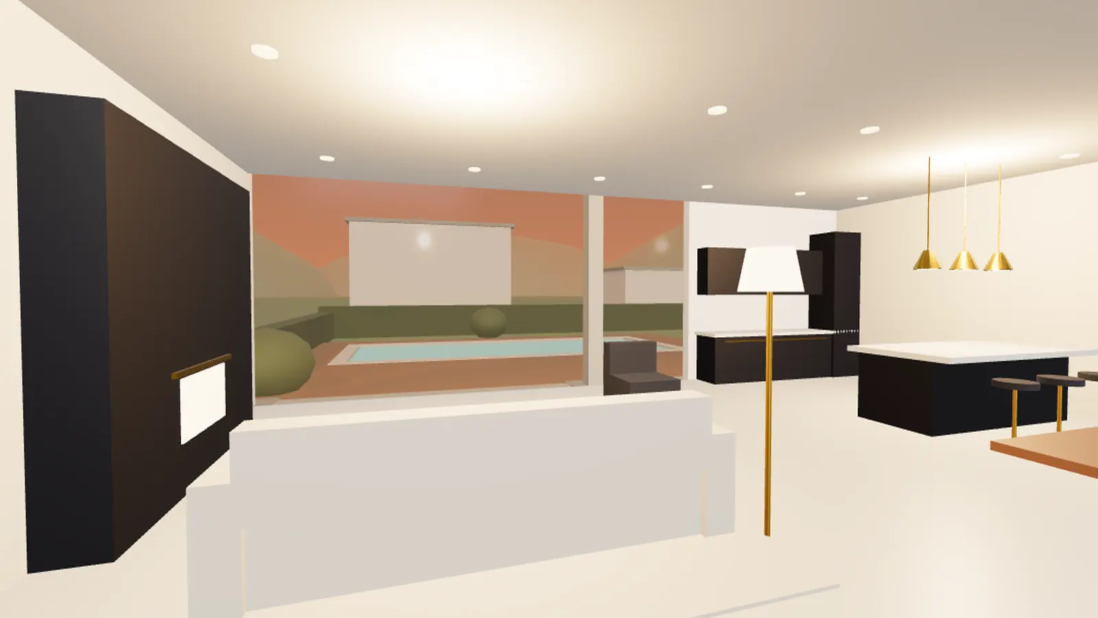 Sala da Casa Conceito GR, ilustração de ambiente residencial